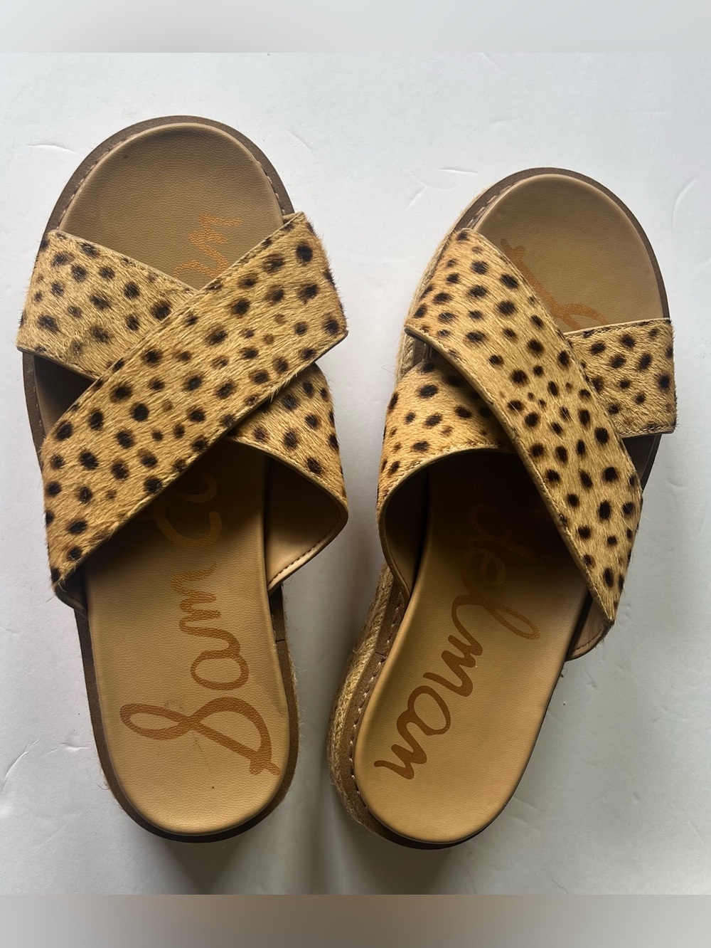 Sam Edelman Leopard Spot Cross-Strap Slide Sandals
